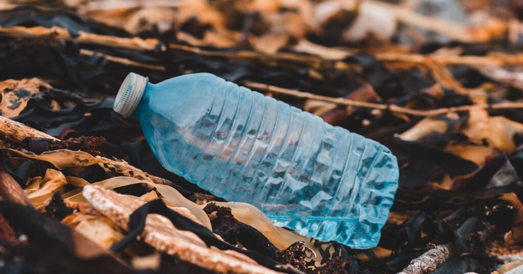 plastic bottle washed up on beach