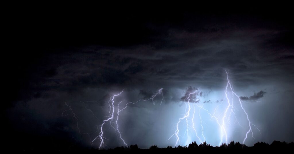 lightning storm. increased due to climate change and global warming
