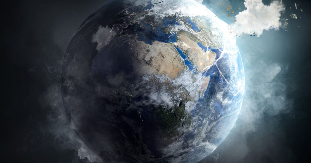 Imagine of planet earth suffering from climate change and global warming