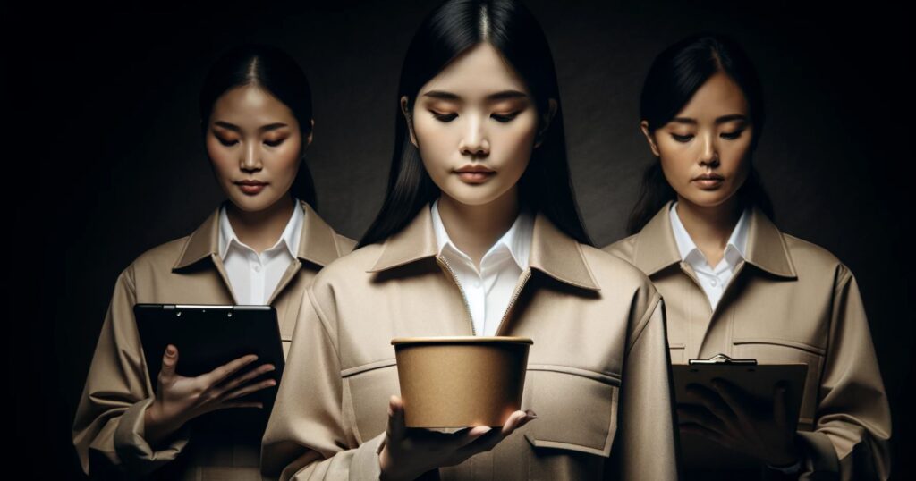 three women working on quality control in food packaging